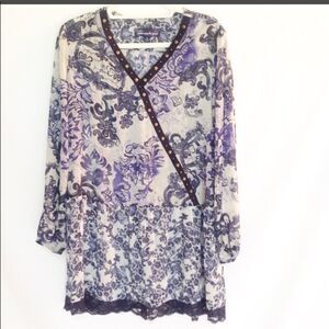 Susan Graver sheer tunic dress in blue and white